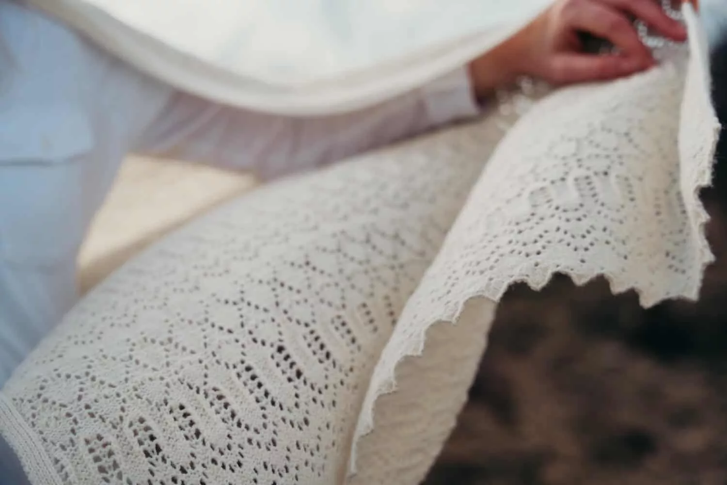 DutchMerino merinowollen omslagdoek naturel wit