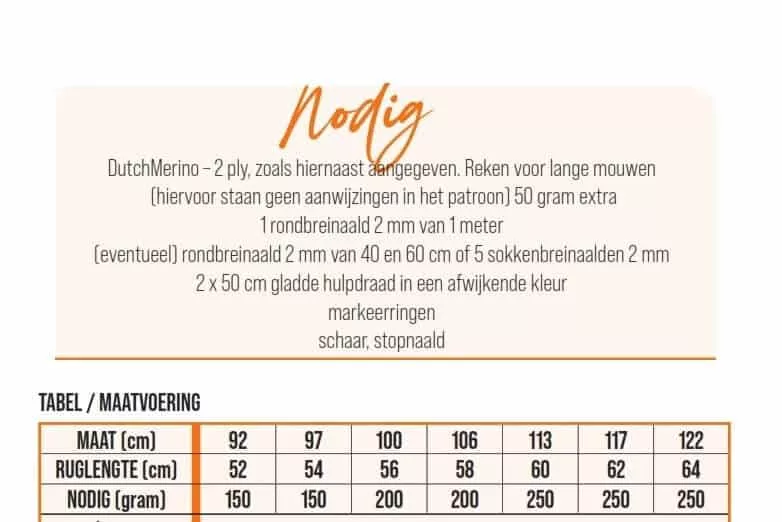 DutchMerino patroon Maglione wat heb je nodig